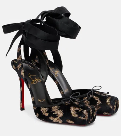 Christian Louboutin Cassia 100 Velvet And Lamé Pumps In Black