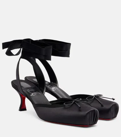 Christian Louboutin Cassia 55 Bow-detailed Grosgrain-trimmed Satin-crepe Pumps In Black
