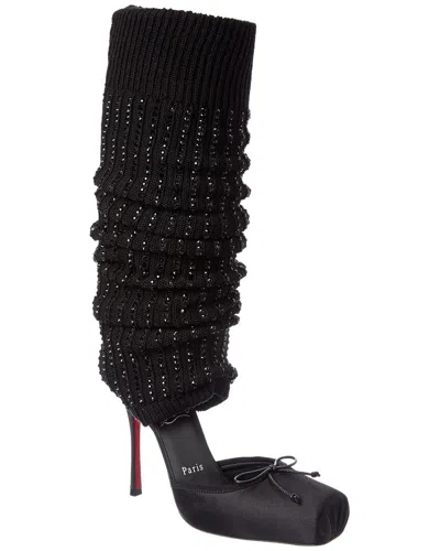 Christian Louboutin Cassia Annmac 100 Satin Satin Leg Warmer Pump In Black