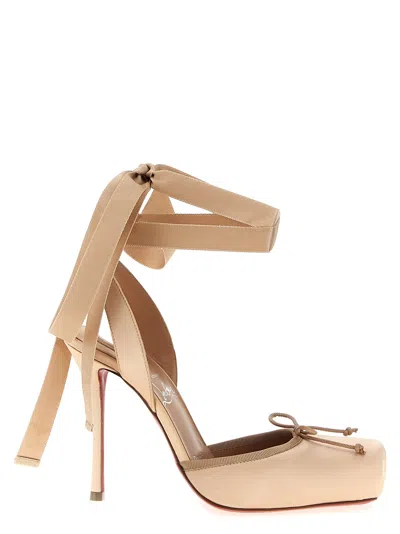 Christian Louboutin Cassia Lace Up Pumps In Neutral