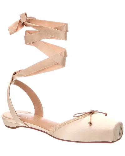 Christian Louboutin Cassia Lace Up Satin Ballerina Flat In Neutral