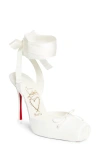Christian Louboutin Cassia Lace-up Slingback Pump In White