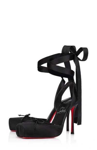 Christian Louboutin Cassia Lace-up Slingback Pump In Black