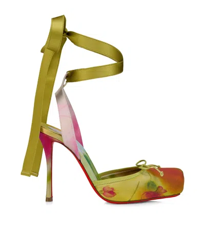 Christian Louboutin Cassia Lace-up Satin Pumps 100 In Green