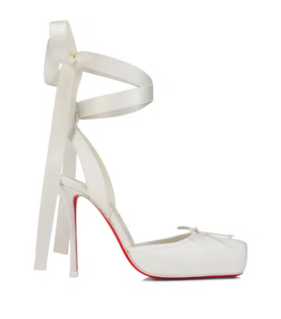 Christian Louboutin Cassia Lace-up Satin Pumps 100 In White