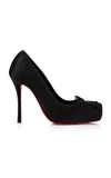 Christian Louboutin Cassia Nodo 100 Crepe Satin/gg/lining In Black