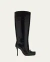 Christian Louboutin Cassia Nodo Botta Leather Red Sole Knee Boots In Black
