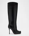 Christian Louboutin Cassia Nodo Botta Leather Red Sole Knee Boots In Black
