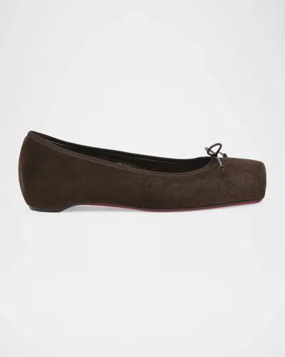 Christian Louboutin Cassia Nodo Suede Ballerina Flats In Cosme/lin