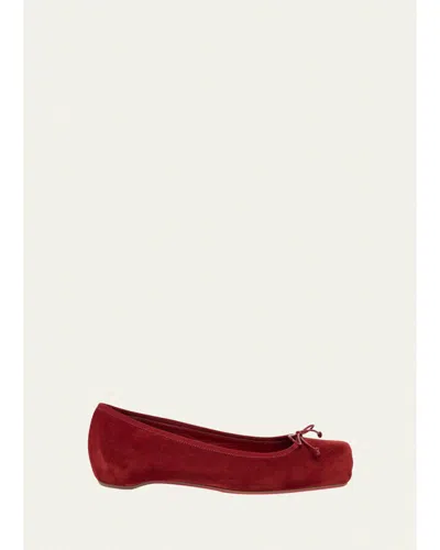 Christian Louboutin Cassia Nodo Suede Ballerina Flats In Empire