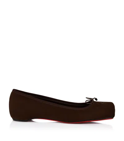 Christian Louboutin Cassia Nodo Suede Ballet Flats In Brown