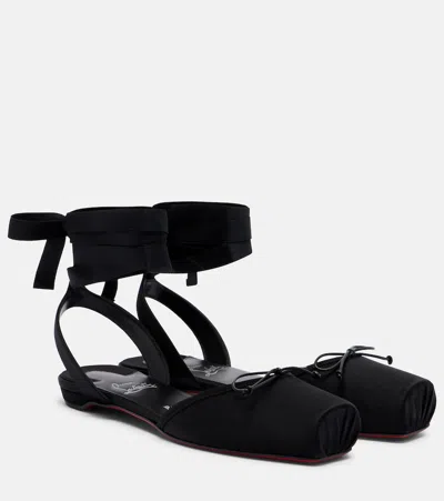 Christian Louboutin Cassia Bow-detailed Grosgrain-trimmed Satin Flats In Multi