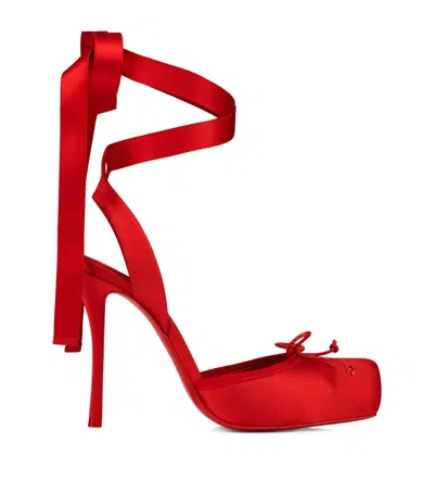 Christian Louboutin Cassia Satin Lace-up Pumps 100 In Red