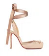 Christian Louboutin Cassia Silk Ankle-tie Red Sole Pumps In Red