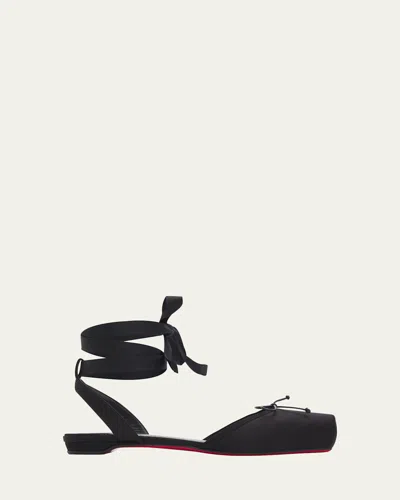 Christian Louboutin Cassia Satin Lace-up Ballerina Flats In Animal Print