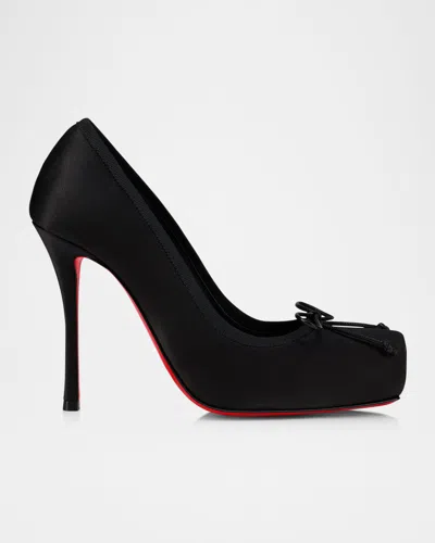 CHRISTIAN LOUBOUTIN CASSIA SATIN RED-SOLE BALLERINA PUMPS
