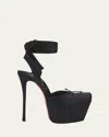 Christian Louboutin Cassia Silk Red Sole Platform Ballerina Pumps In Blacklin Black