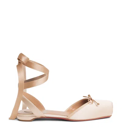 Christian Louboutin Cassia Silk-blend Satin Ballet Flats In Brown