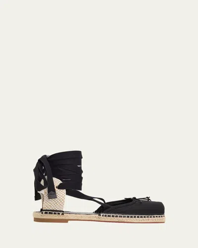 Christian Louboutin Cassiadrilla Canvas Lace-up Espadrilles In Black