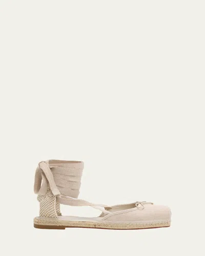 Christian Louboutin Cassiadrilla Canvas Lace-up Espadrilles In Neutral