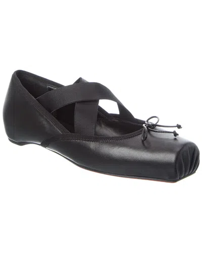 Christian Louboutin Cassiasticina Leather Ballerina Flat In Black