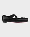 Christian Louboutin Cassiasticina Leather Ballerina Flats In Black