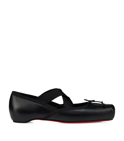 Christian Louboutin Cassiasticina Leather Ballet Flats In Black