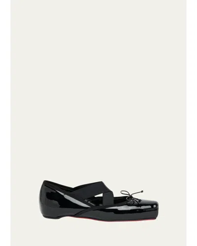 Christian Louboutin Cassiasticina Patent Leather Ballerina Flats In Black