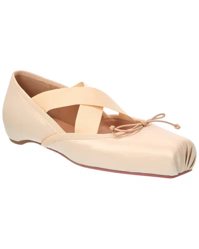 Christian Louboutin Cassiasticina Satin Ballerina Flat In Brown
