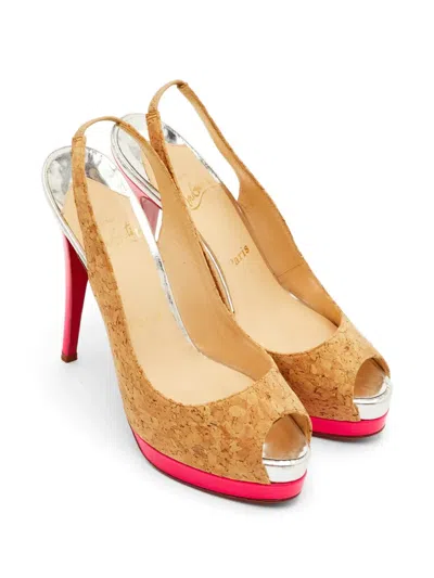 Pre-owned Christian Louboutin Catenita Platform Sandals In Neutral