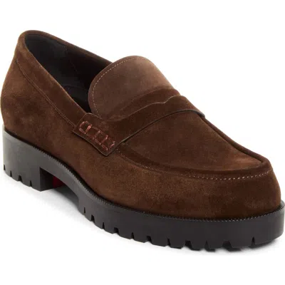 Christian Louboutin Cavavin Suede Loafers In Brown