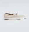 Christian Louboutin Mens Goose Chambeliboat Suede Boat Shoes In Albatre