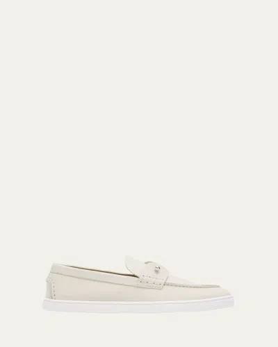 Christian Louboutin Chambeliboat Donna Nubuck Boat Shoes In Albatre