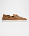 Christian Louboutin Chambeliboat Donna Nubuck Boat Shoes In Brown
