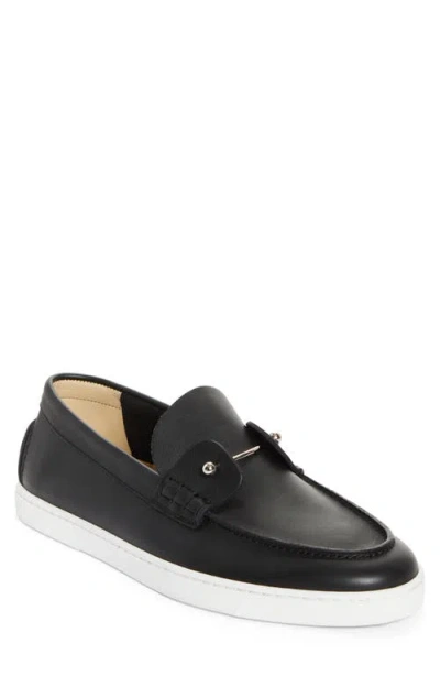 Christian Louboutin Mens Chambeliboat Leather Low-top Boat Shoes Blac In Black