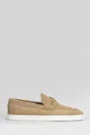 Christian Louboutin Chambeliboat Flat Loafers In Beige Leather In Neutral