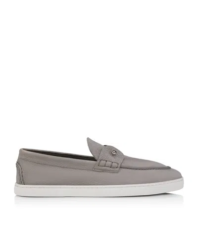 Christian Louboutin Chambeliboat Leather Boat Shoes In Gray