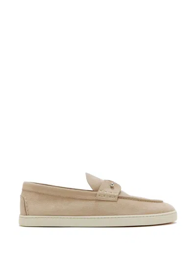 Christian Louboutin Chambeliboat Leather Loafers Flat Sole In Neutral