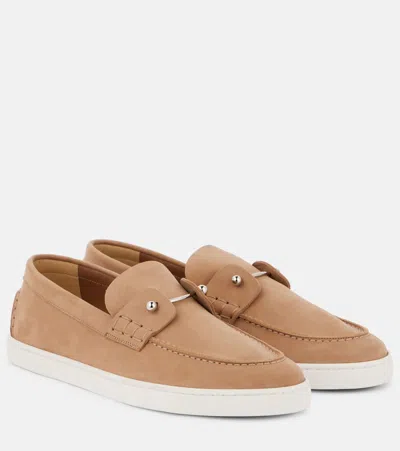 Christian Louboutin Chambeliboat Suede Loafers In Brown