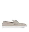 Christian Louboutin Mens Goose Chambeliboat Suede Boat Shoes In Grey