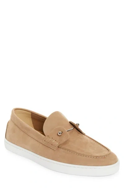 Christian Louboutin Chambeliboat Flat Loafers In Beige Leather In Neutral