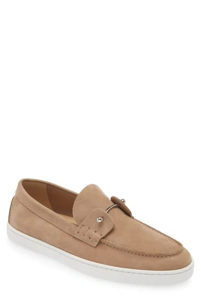 Christian Louboutin Chambeliboat Flat Loafers In Beige Leather In Neutral