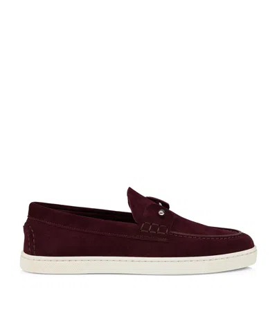 Christian Louboutin Chambeliboat Suede Boat Shoes In Red