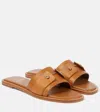 Christian Louboutin Chambelimule Leather Slides In Brown