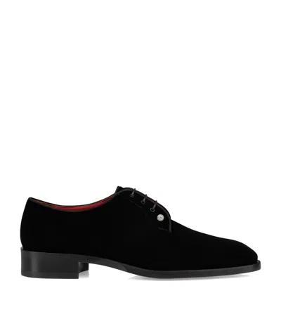 Christian Louboutin Chambelis Velvet Derby Shoes In Black