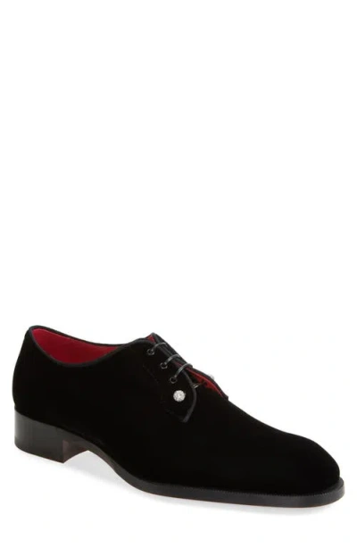 Christian Louboutin Chambeliss Velvet Derby Shoes In Black