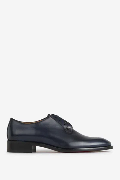 Christian Louboutin Men's Chambeliss Leather Derby Shoes In Ebony