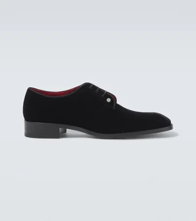 Christian Louboutin Chambeliss Velvet Derby Shoes In Black