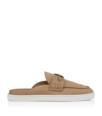 Christian Louboutin Chanme Donna Flat Leather Mules In Beige