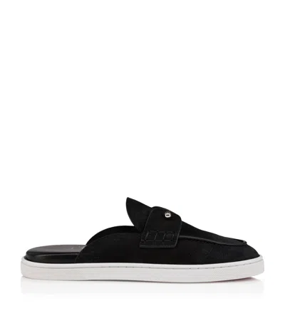 Christian Louboutin Chanme Donna Flat Leather Mules In Black
